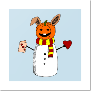 Happy Whatever! Pumpkin Snowman Bunny Posters and Art